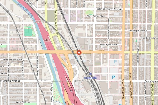 Map showing Santiago's in Denver