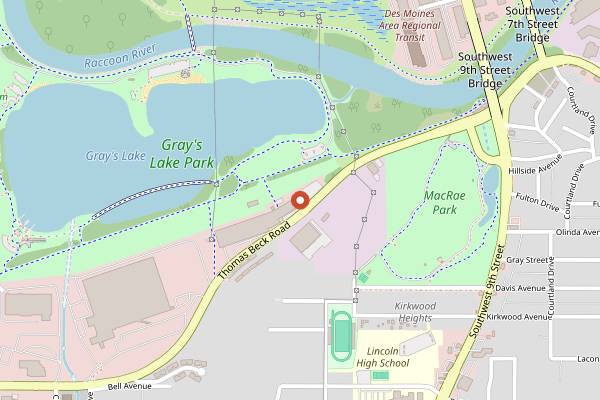 Map showing Confluence Brewing Company in Des Moines