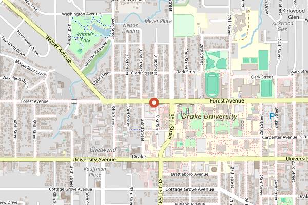 Map showing Jethro's BBQ in Des Moines