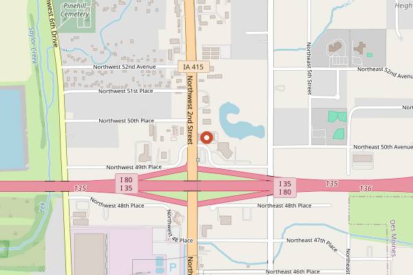 Map showing Smokey D's BBQ in Des Moines