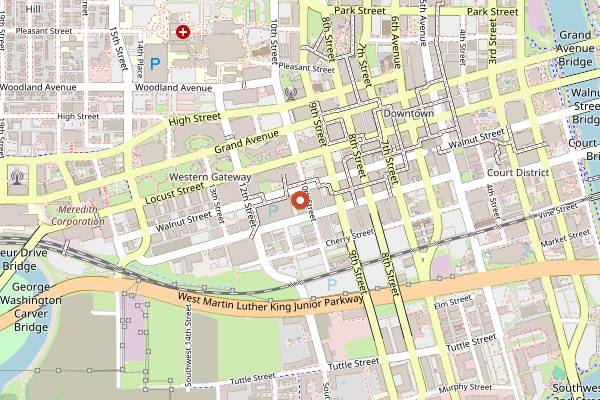 Map showing Hobnob Coffee and Wine Bar in Des Moines