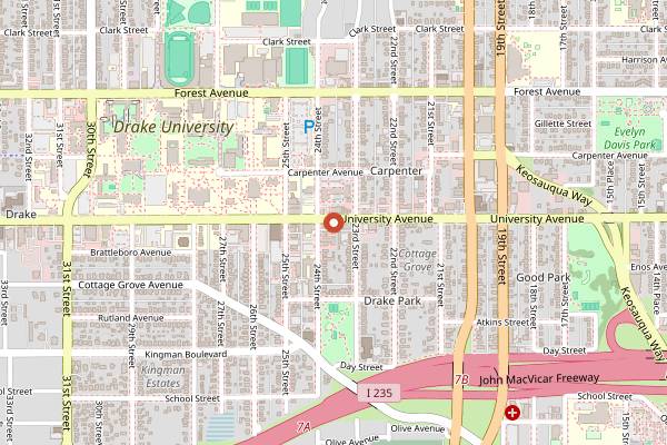 Map showing Mars Cafe in Des Moines