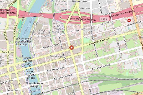 Map showing Plain Talk Books and Coffee in Des Moines
