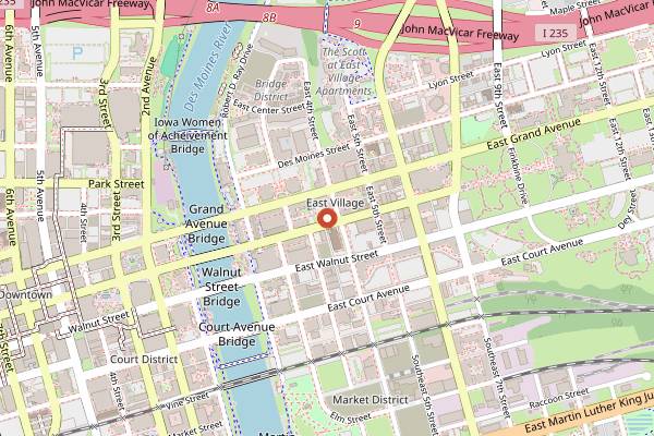 Map showing Scenic Route Bakery in Des Moines