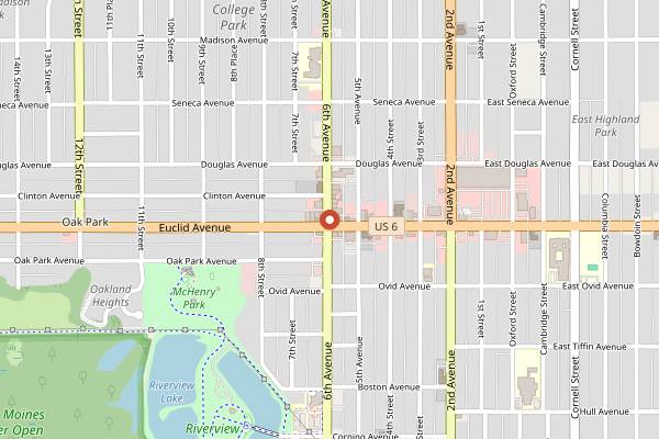 Map showing The Slow Down Coffee Co. in Des Moines