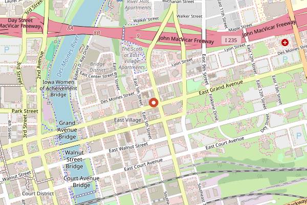 Map showing Vibrant Coffeehouse and Kitchen in Des Moines