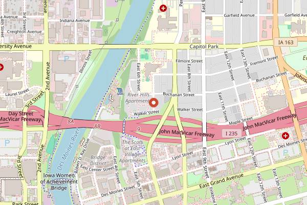 Map showing Brooster Coffee in Des Moines