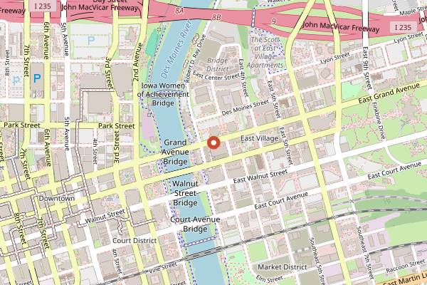 Map showing Iowa Roast Co. in Des Moines