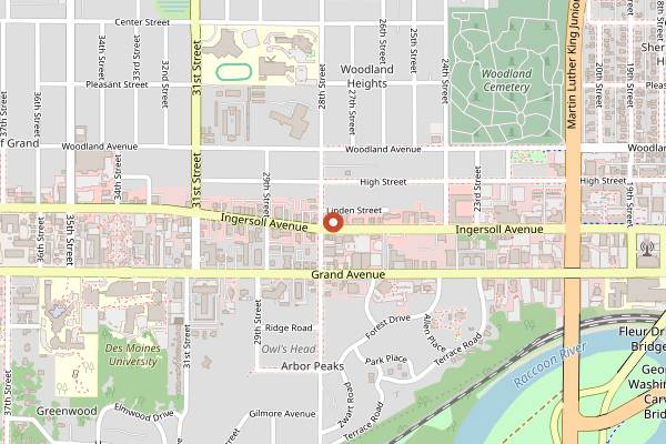 Map showing Zanzibar's Coffee Adventure in Des Moines