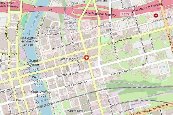 Map showing Wellman's Pub Rooftop in Des Moines