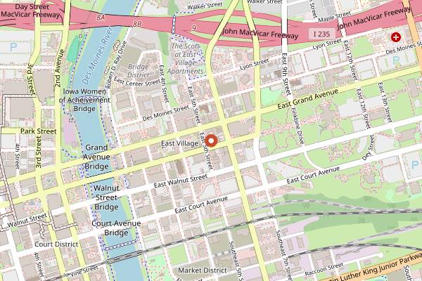 Map showing Wooly's in Des Moines