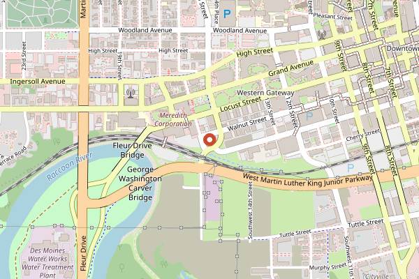Map showing Exile Brewing Company in Des Moines