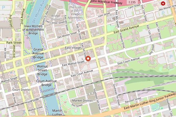 Map showing HoQ in Des Moines