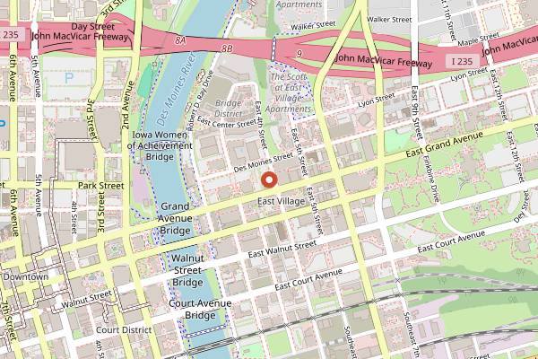 Map showing Zombie Burger + Drink Lab in Des Moines