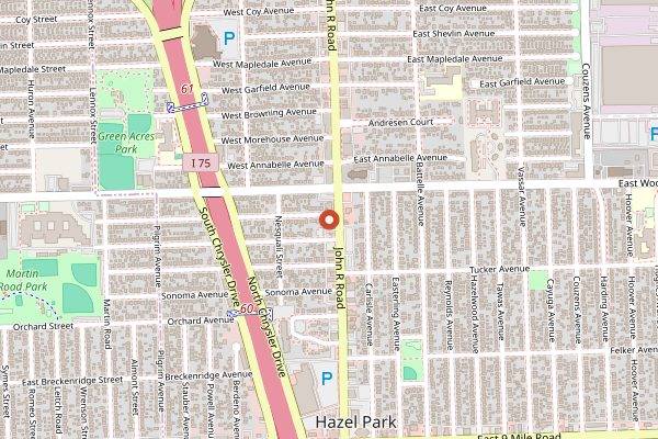 Map showing Joebar in Detroit