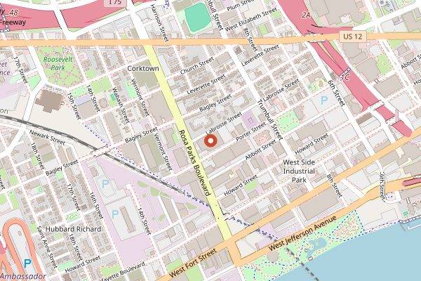 Map showing Batch Brewing Company in Detroit
