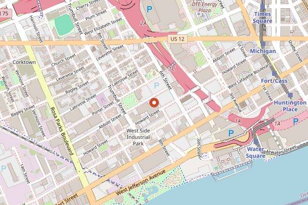 Map showing Brew Detroit in Detroit