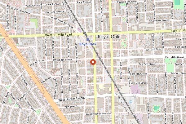 Map showing Lily's Seafood Grill & Brewery in Detroit