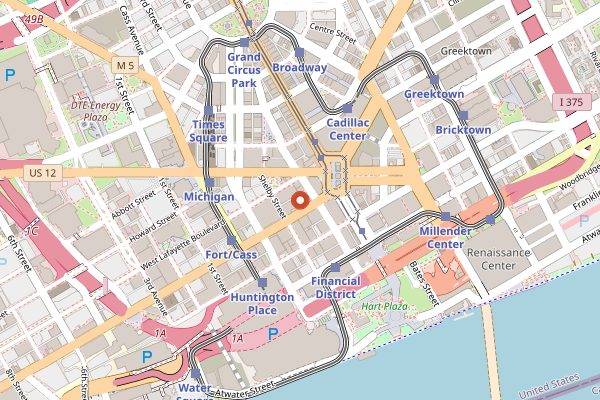 Map showing Dime Store in Detroit