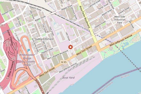 Map showing Green Dot Stables in Detroit