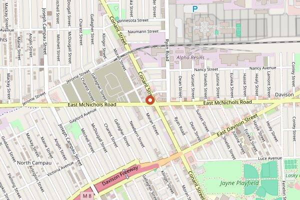 Map showing Buddy's Pizza in Detroit