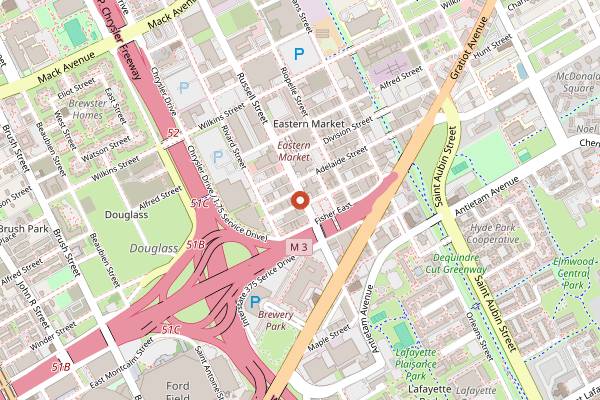 Map showing Germack Coffee Roasting in Detroit
