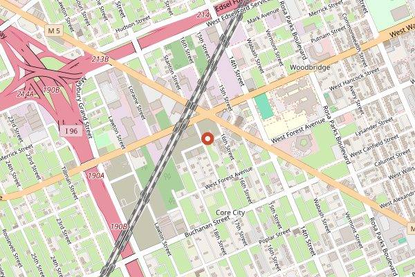 Map showing Pie-Sci Pizza in Detroit