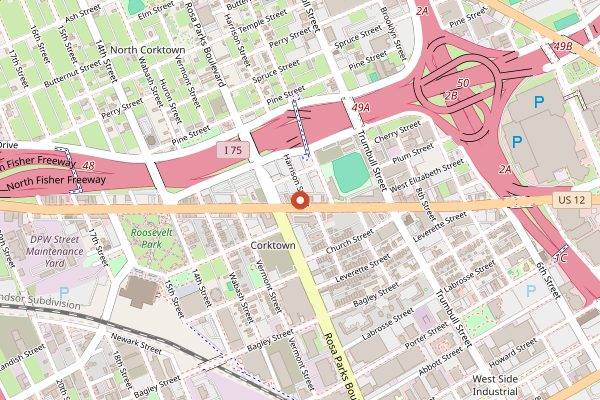 Map showing Street Beet in Detroit