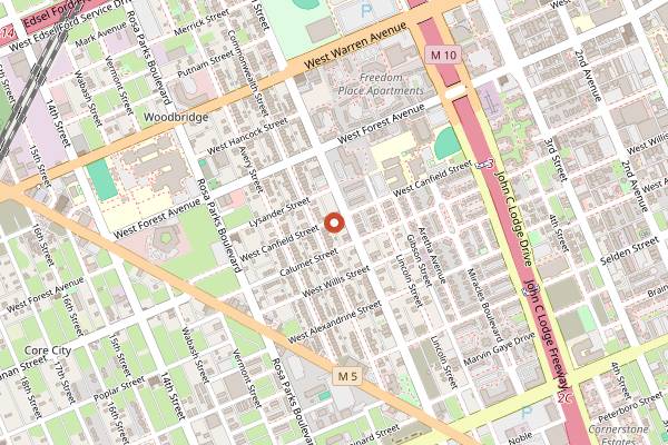 Map showing The Roost Detroit in Detroit