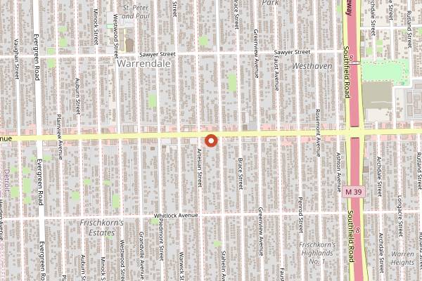 Map showing Adam's Apple Bar in Detroit