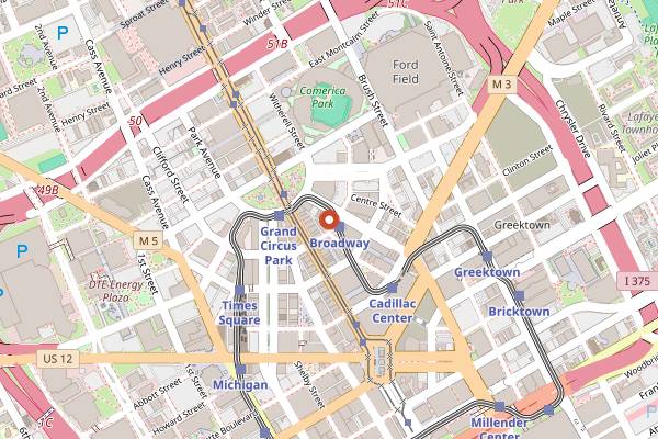 Map showing Candy Bar at the Siren Hotel in Detroit