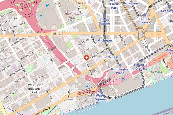 Map showing Cielo Rooftop in Detroit