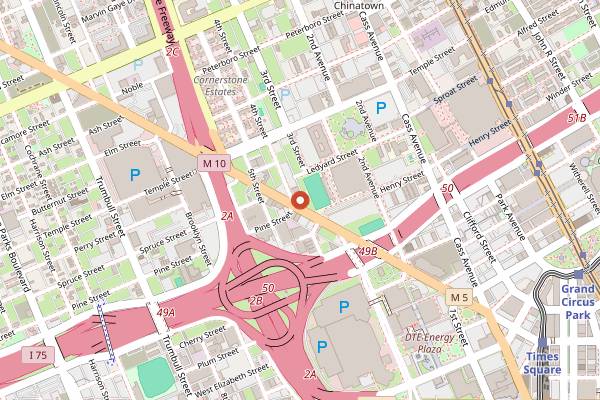 Map showing TV Lounge in Detroit