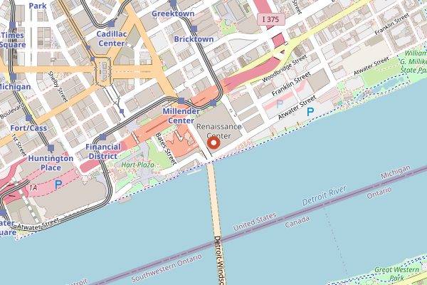 Map showing Joe Muer Seafood in Detroit