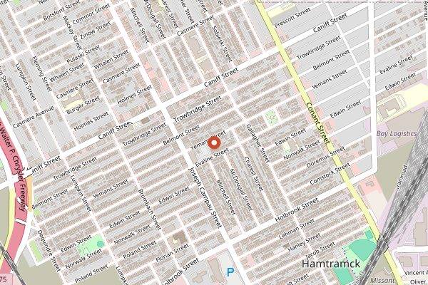 Map showing Polish Village Cafe in Detroit