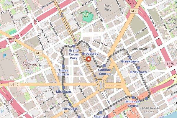 Map showing San Morello in Detroit