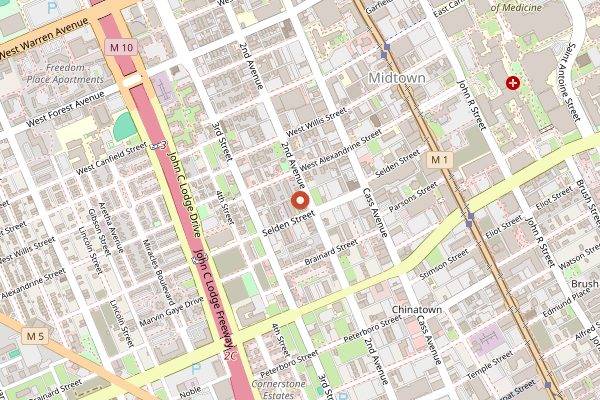 Map showing Selden Standard in Detroit