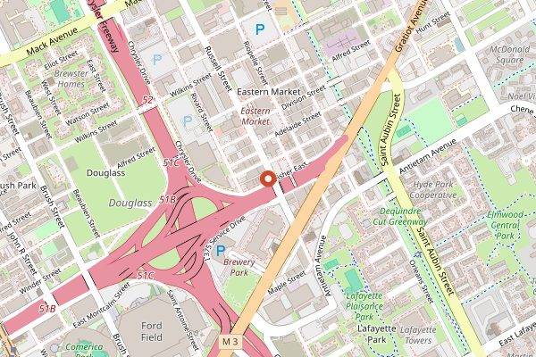Map showing Supino Pizzeria in Detroit