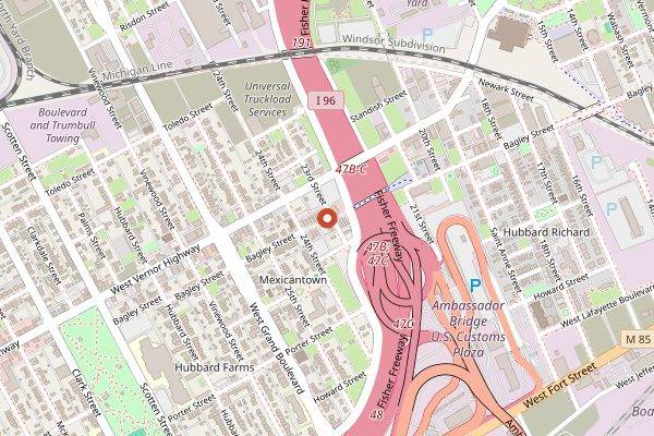 Map showing Taqueria El Rey in Detroit