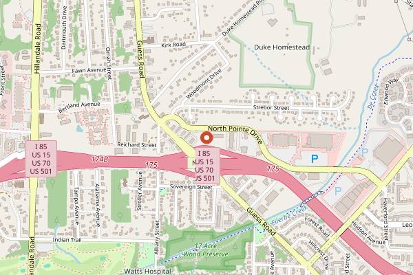 Map showing Beyond the French Corner Bakery in Durham