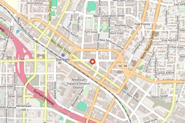 Map showing Ninth Street Bakery in Durham