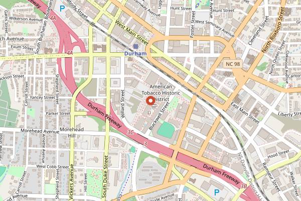 Map showing Parker & Otis in Durham
