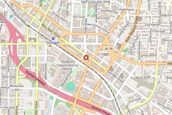 Map showing The Pinhook in Durham