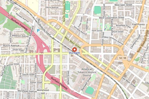 Map showing West End Social in Durham