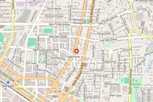 Map showing Little Bull in Durham