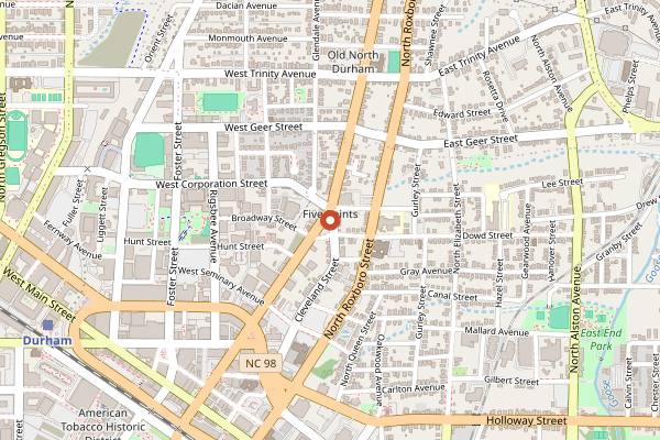 Map showing Hatch Burritos in Durham