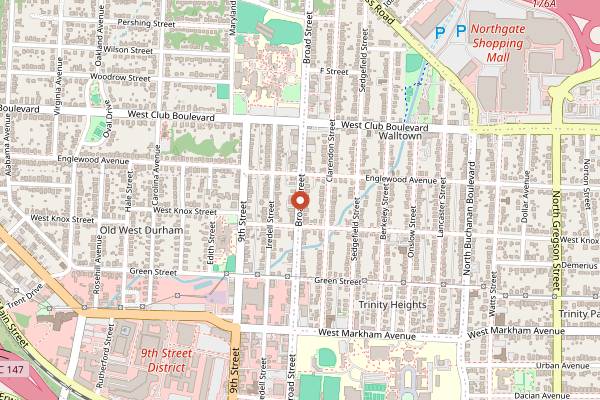 Map showing Joe Van Gogh Broad Street in Durham