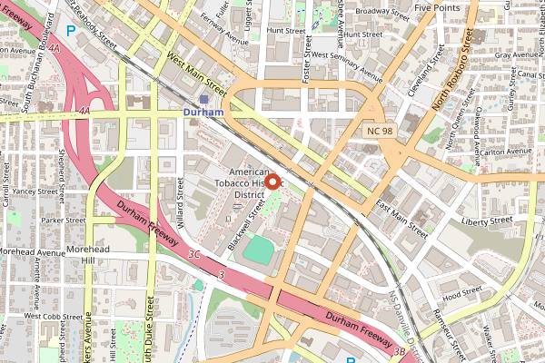 Map showing Durham Tech Culinary Arts in Durham