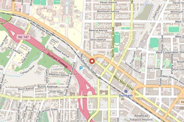 Map showing NYC Halal Eats in Durham