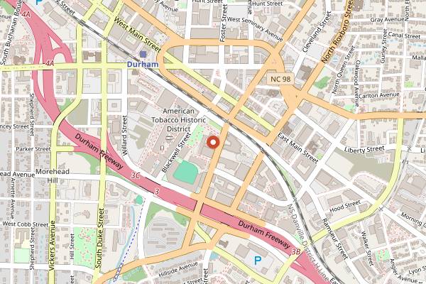 Map showing Bull City Food & Beer Experience in Durham